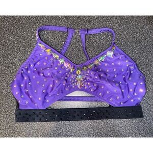 Glamour Dance Costume Top Purple Sparkle/Stoned Size Adult Small
